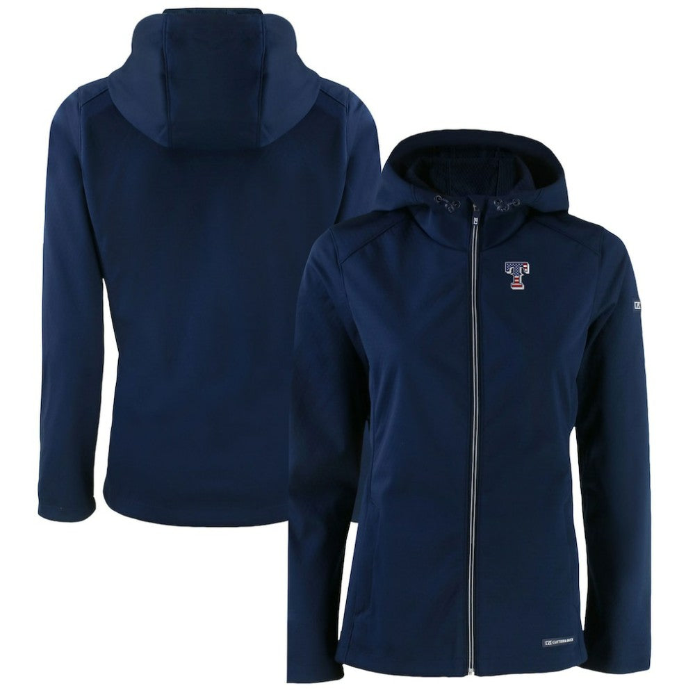 Texas Rangers Cutter & Buck Women's Evoke Eco Softshell Recycled Full-Zip Jacket - Navy