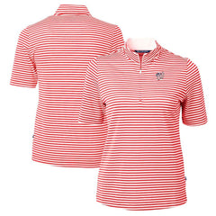 Washington Nationals Cutter & Buck Women's Virtue Eco Pique Stripe Recycled Quarter-Zip Pullover Top - Red