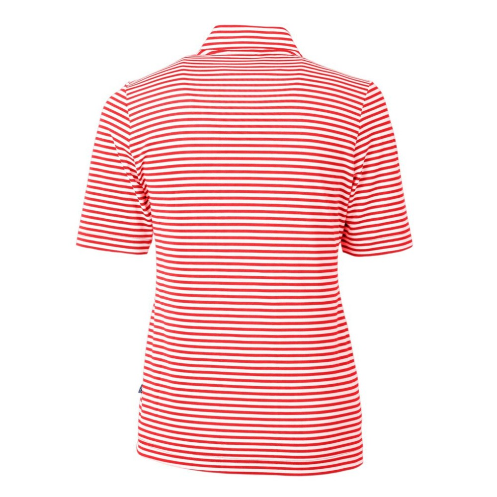 Washington Nationals Cutter & Buck Women's Virtue Eco Pique Stripe Recycled Quarter-Zip Pullover Top - Red