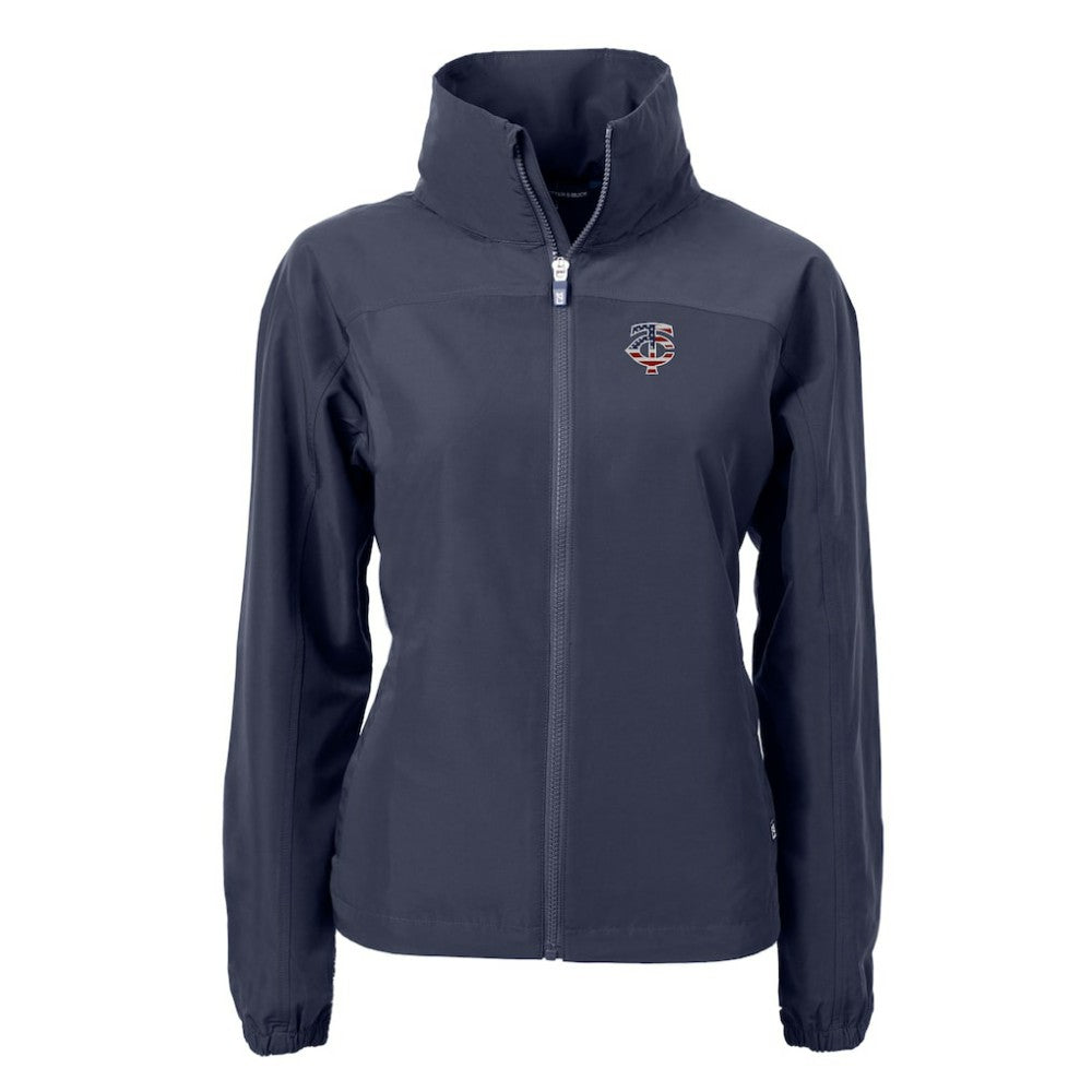 Minnesota Twins Cutter & Buck Women's Charter Eco Recycled Full-Zip Jacket - Navy