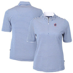 Chicago Cubs Cutter & Buck Women's Virtue Eco Pique Stripe Top - Blue