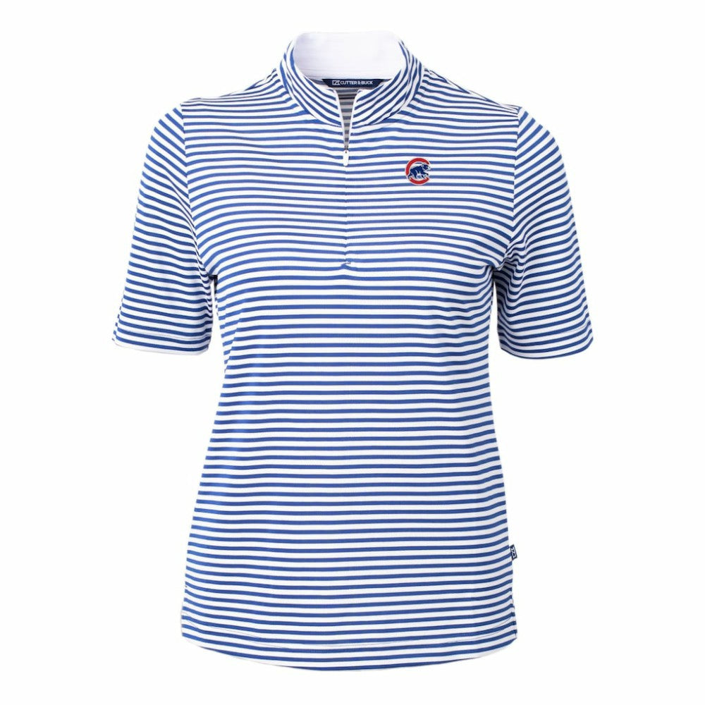 Chicago Cubs Cutter & Buck Women's Virtue Eco Pique Stripe Top - Blue