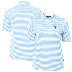 Kansas City Royals Cutter & Buck Women's Virtue Eco Pique Stripe Top - Powder Blue