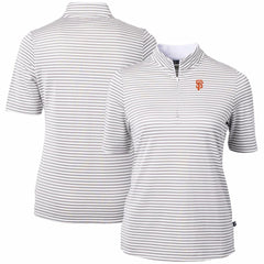 San Francisco Giants Cutter & Buck Women's Virtue Eco Pique Stripe Top - Gray