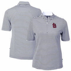 St. Louis Cardinals Cutter & Buck Women's Virtue Eco Pique Stripe Top - Navy