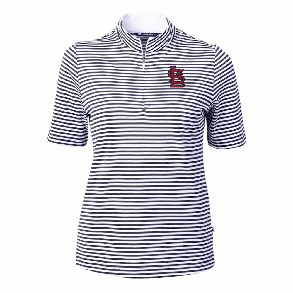 St. Louis Cardinals Cutter & Buck Women's Virtue Eco Pique Stripe Top - Navy
