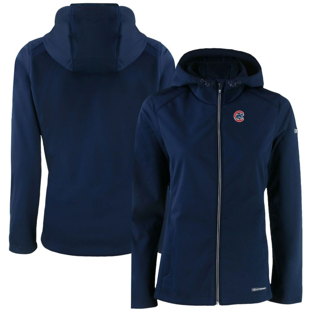Chicago Cubs Cutter & Buck Women's Evoke Eco Softshell Recycled Full-Zip Jacket - Navy