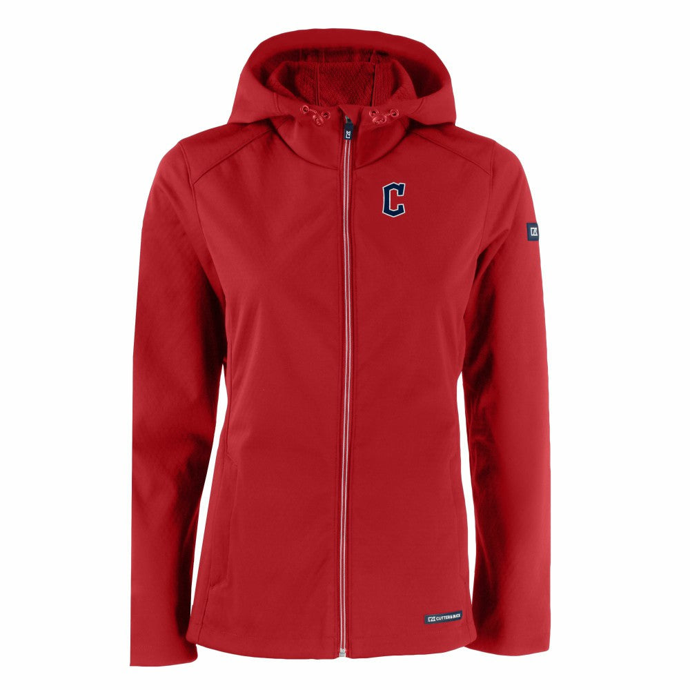 Cleveland Guardians Cutter & Buck Women's Evoke Eco Softshell Recycled Full-Zip Jacket - Red