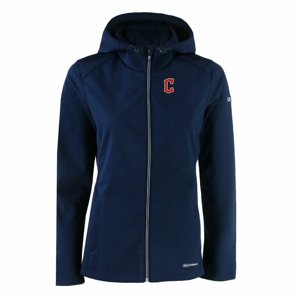 Cleveland Guardians Cutter & Buck Women's Evoke Eco Softshell Recycled Full-Zip Jacket - Navy