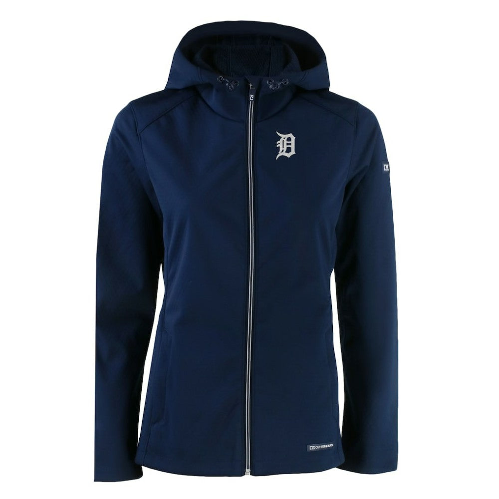 Detroit Tigers Cutter & Buck Women's Evoke Eco Softshell Recycled Full-Zip Jacket - Navy