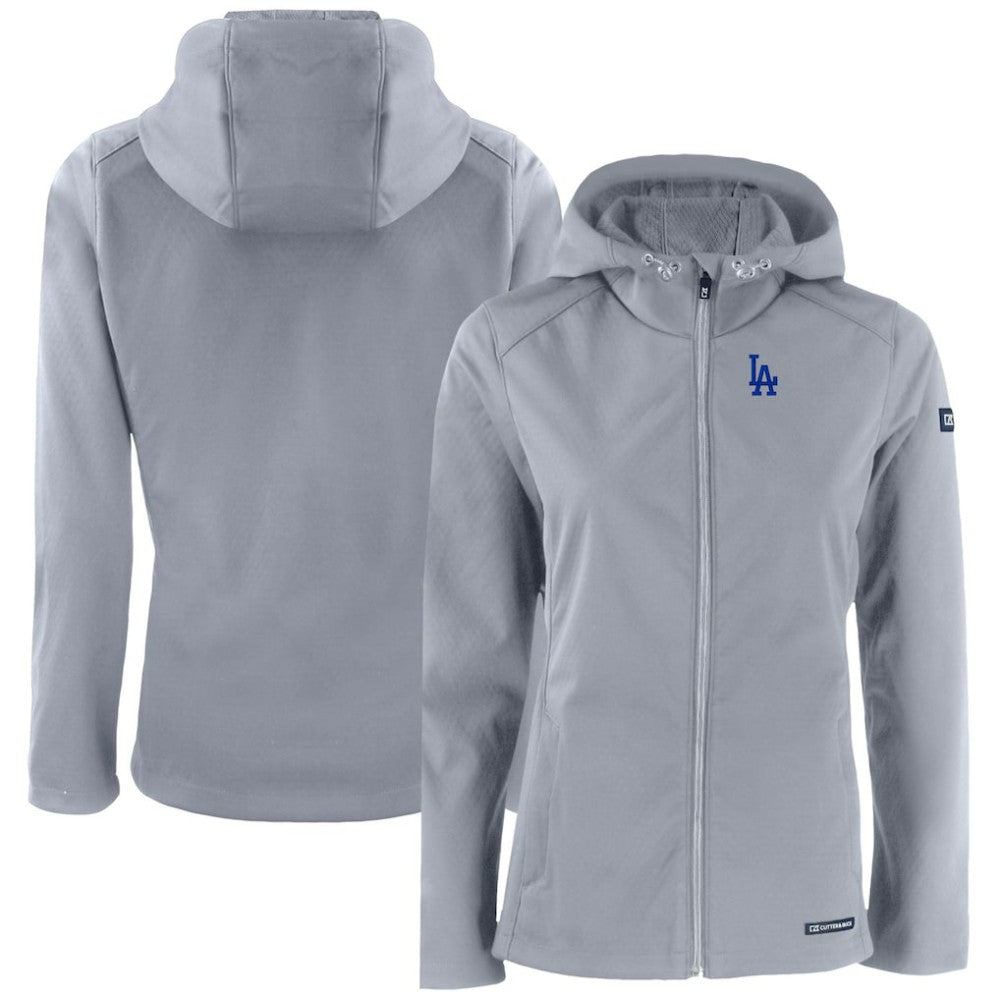 Los Angeles Dodgers Cutter & Buck Women's Evoke Eco Softshell Recycled Full-Zip Jacket - Gray