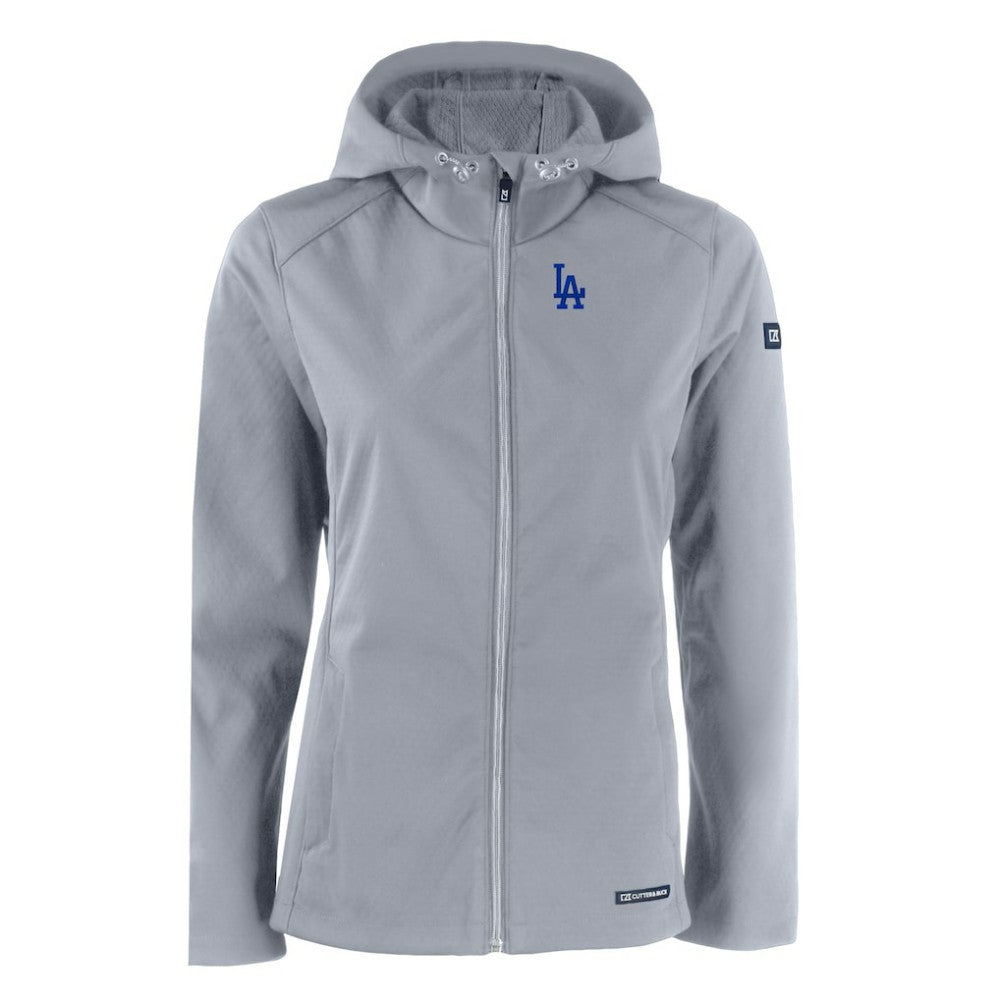 Los Angeles Dodgers Cutter & Buck Women's Evoke Eco Softshell Recycled Full-Zip Jacket - Gray