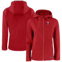 Minnesota Twins Cutter & Buck Women's Evoke Eco Softshell Recycled Full-Zip Jacket - Red
