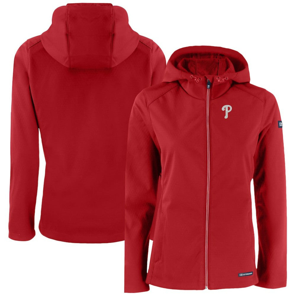 Philadelphia Phillies Cutter & Buck Women's Evoke Eco Softshell Recycled Full-Zip Jacket - Red