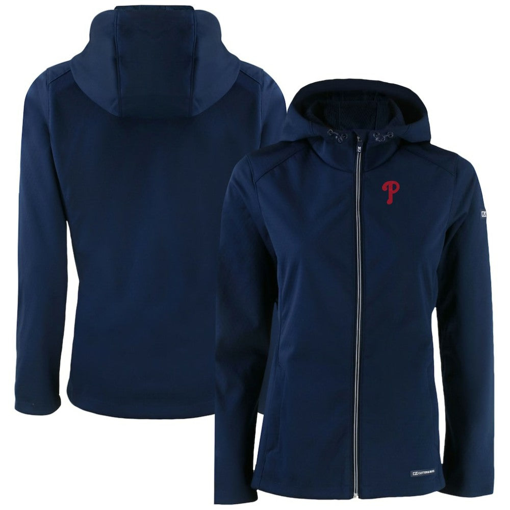Philadelphia Phillies Cutter & Buck Women's Evoke Eco Softshell Recycled Full-Zip Jacket - Navy