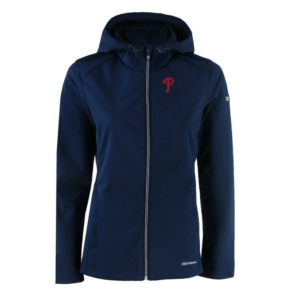 Philadelphia Phillies Cutter & Buck Women's Evoke Eco Softshell Recycled Full-Zip Jacket - Navy