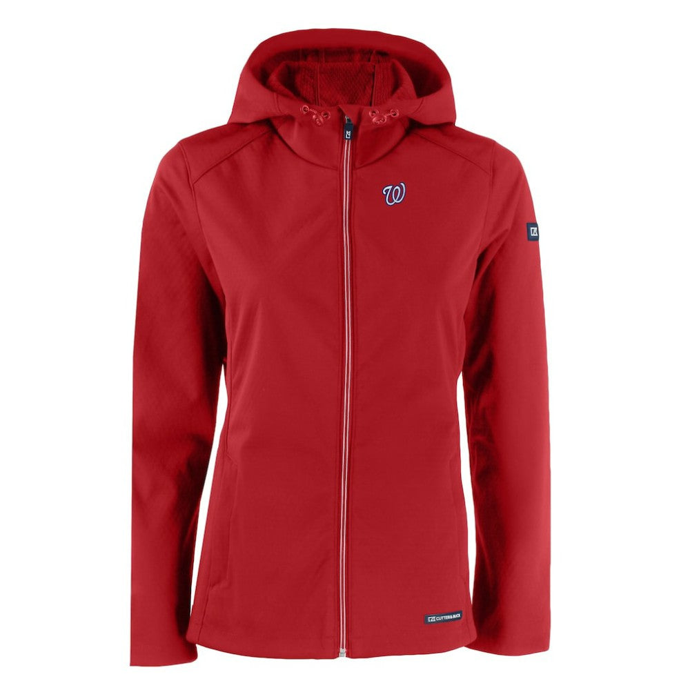 Washington Nationals Cutter & Buck Women's Evoke Eco Softshell Recycled Full-Zip Jacket - Red
