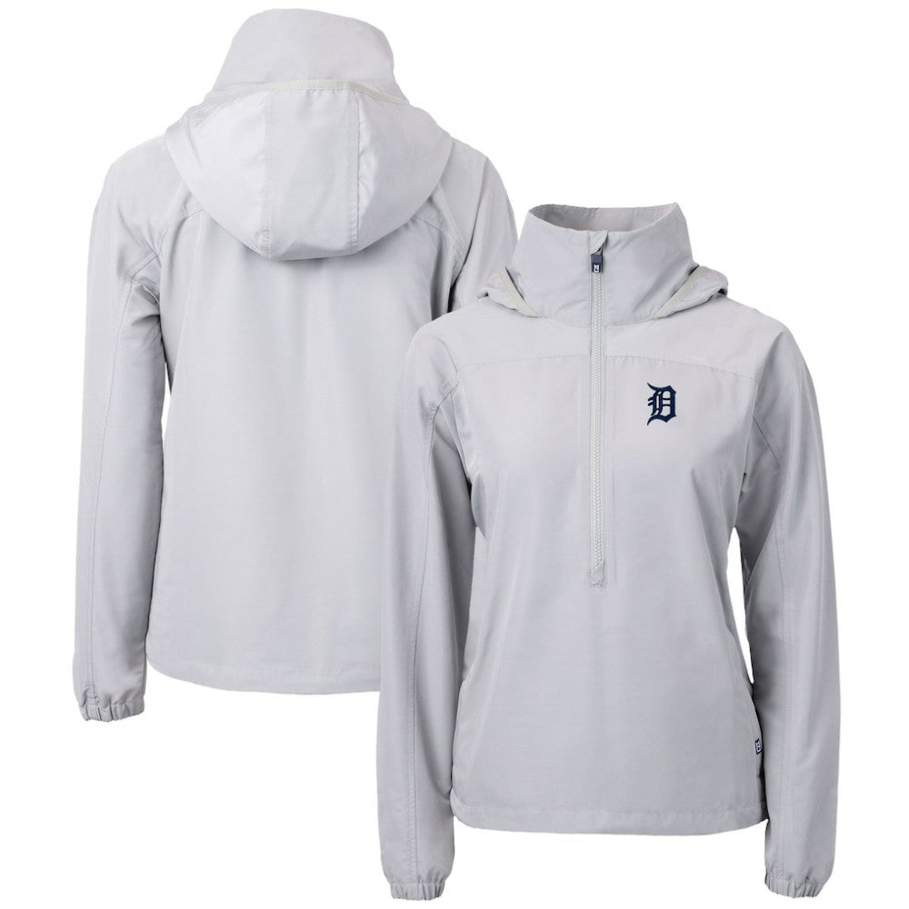 Detroit Tigers Cutter & Buck Women's Charter Eco Recycled Half-Zip Anorak Jacket - Gray