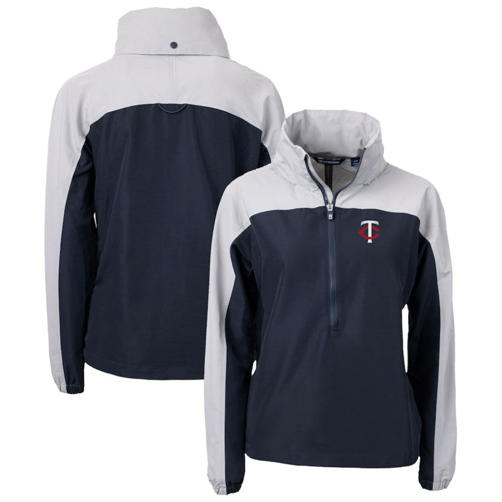 Minnesota Twins Cutter & Buck Women's Charter Eco Recycled Half-Zip Anorak Jacket - Navy