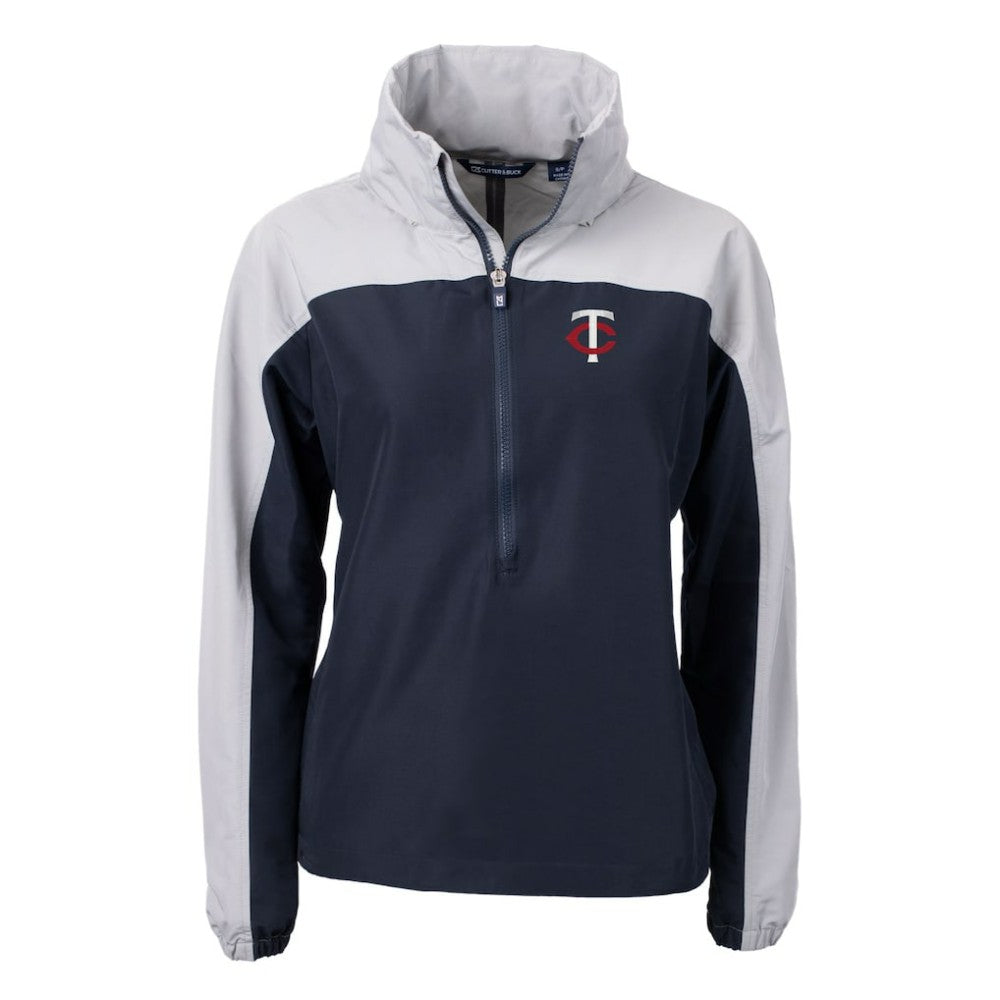 Minnesota Twins Cutter & Buck Women's Charter Eco Recycled Half-Zip Anorak Jacket - Navy