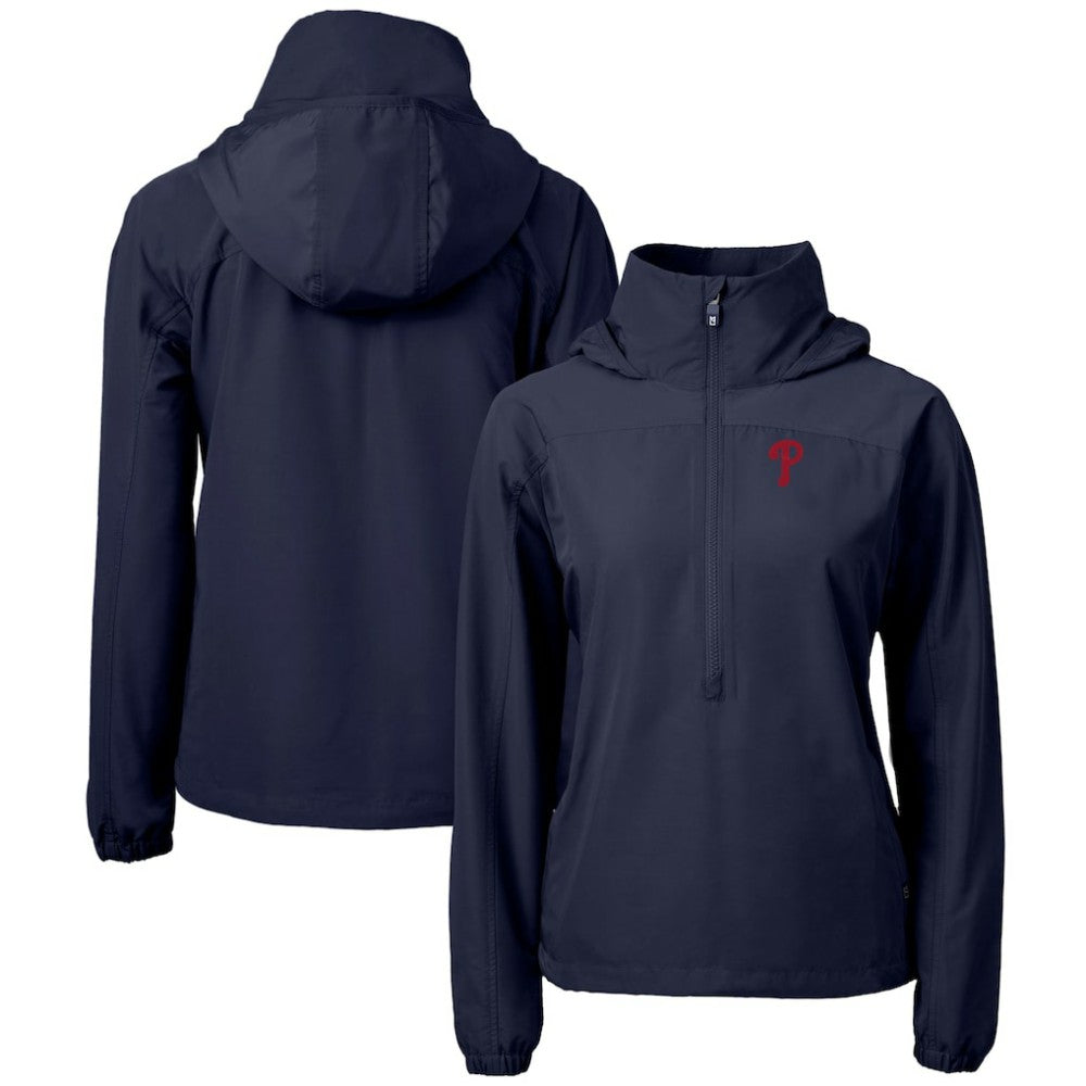 Philadelphia Phillies Cutter & Buck Women's Charter Eco Recycled Half-Zip Anorak Jacket - Navy