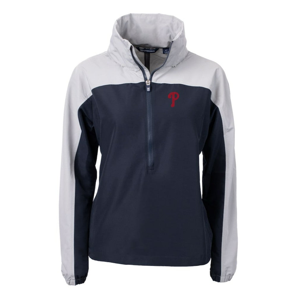 Philadelphia Phillies Cutter & Buck Women's Charter Eco Recycled Half-Zip Anorak Jacket - Navy