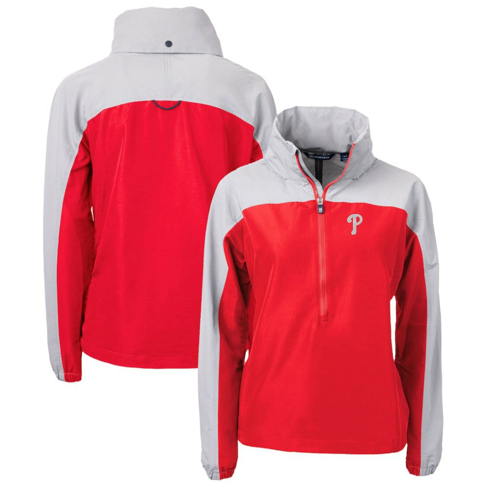 Philadelphia Phillies Cutter & Buck Women's Charter Eco Recycled Half-Zip Anorak Jacket - Red