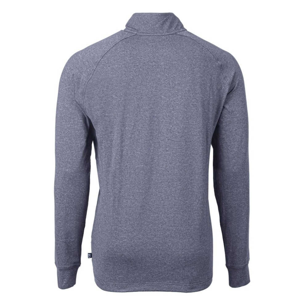 Chicago Cubs Cutter & Buck Big & Tall Adapt Eco Knit Stretch Recycled Quarter-Zip Pullover Top - Heather Navy