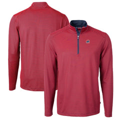 Chicago Cubs Cutter & Buck Virtue Eco Pique Micro Stripe Big & Tall Recycled Quarter-Zip Pullover Top - Red/Navy