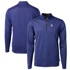 Los Angeles Dodgers Cutter & Buck Virtue Eco Pique Micro Stripe Big & Tall Recycled Quarter-Zip Pullover Top - Royal/Black