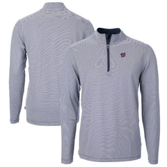 Washington Nationals Cutter & Buck Virtue Eco Pique Micro Stripe Big & Tall Recycled Quarter-Zip Pullover Top - Navy/White