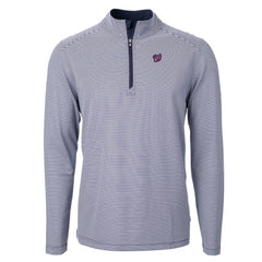Washington Nationals Cutter & Buck Virtue Eco Pique Micro Stripe Big & Tall Recycled Quarter-Zip Pullover Top - Navy/White