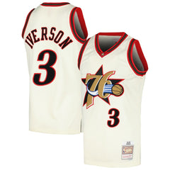 Allen Iverson Philadelphia 76ers Chainstitch Swingman Jersey - Cream | Mitchell & Ness outlet