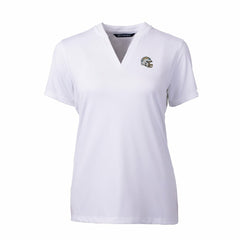 Los Angeles Chargers Cutter & Buck Women's Helmet Logo DryTec Forge Stretch V-Neck Blade Top - White for sale