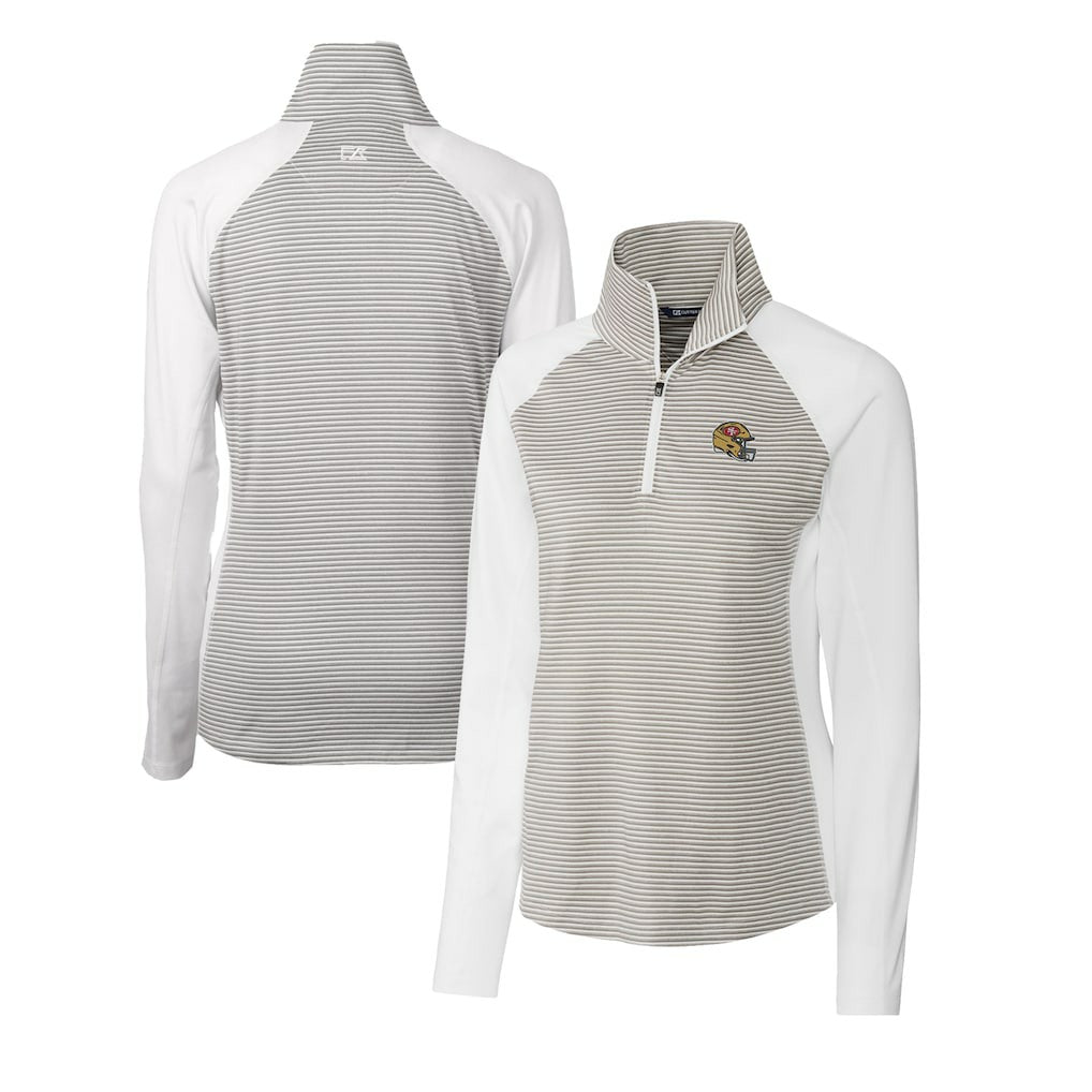 San Francisco 49ers Cutter & Buck Women's Helmet Logo DryTec Forge Tonal Stripe Stretch Half-Zip Top - White cheap