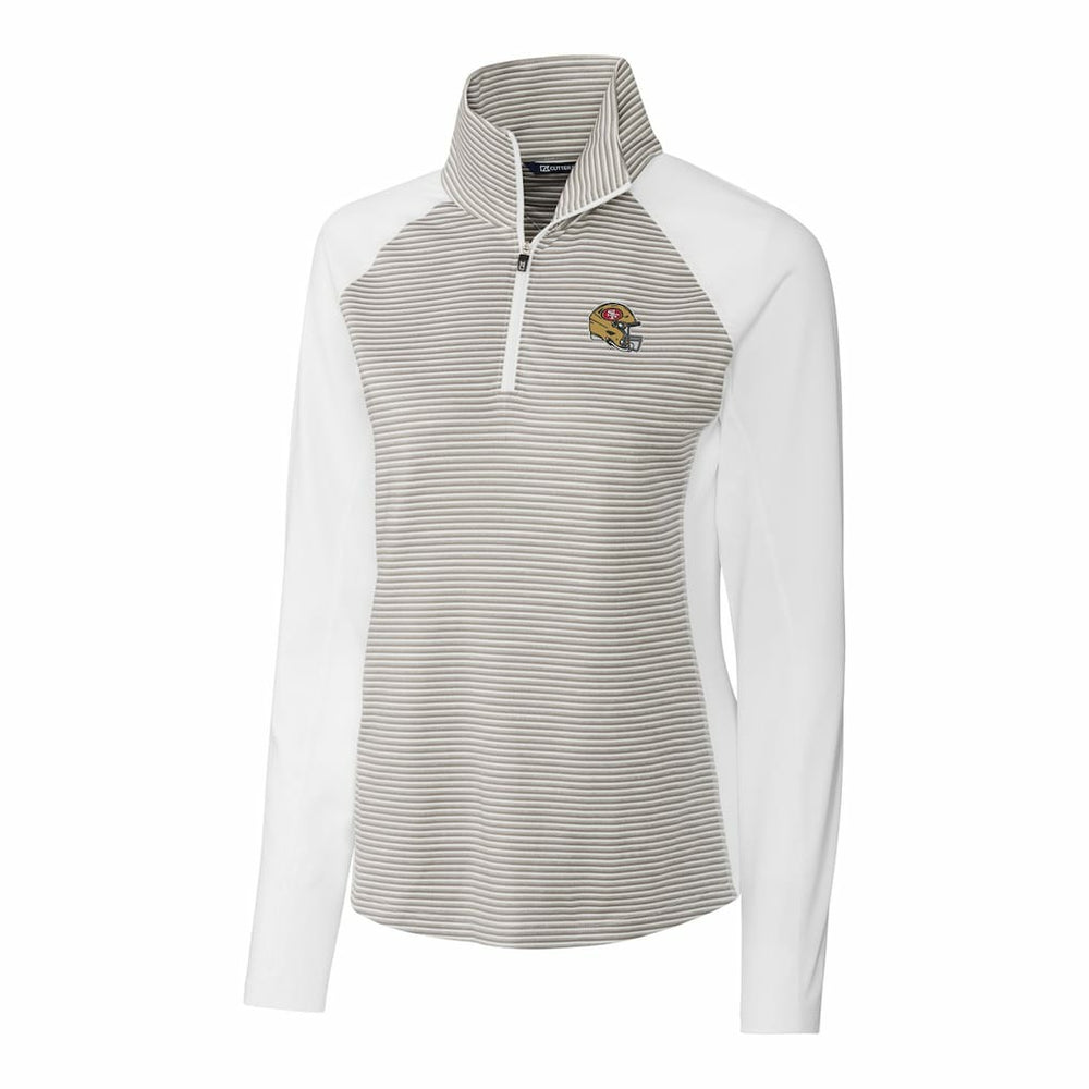 San Francisco 49ers Cutter & Buck Women's Helmet Logo DryTec Forge Tonal Stripe Stretch Half-Zip Top - White cheap