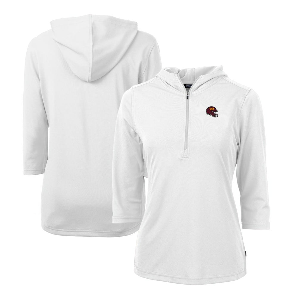 Washington Commanders Cutter & Buck Women's Helmet Logo DryTec Virtue Eco Pique Recycled Half-Zip Pullover Hoodie - White discount