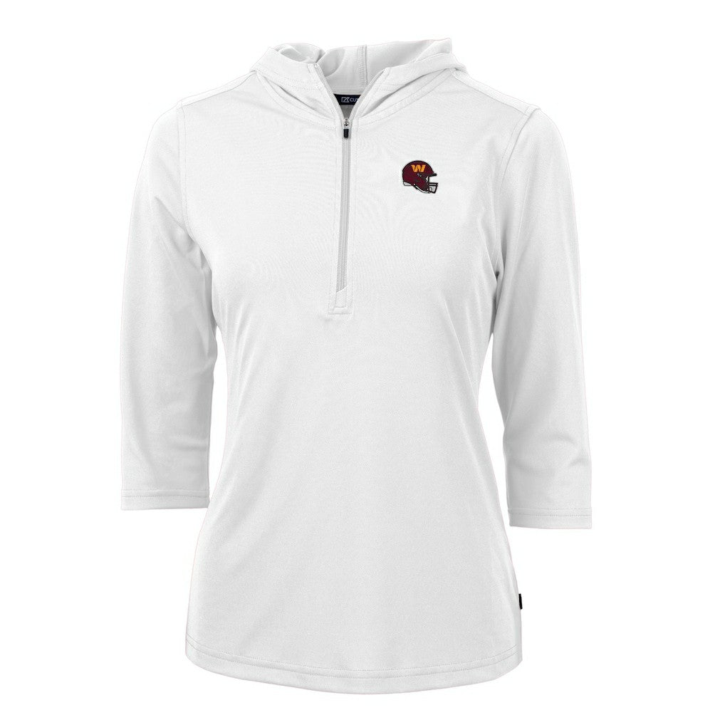 Washington Commanders Cutter & Buck Women's Helmet Logo DryTec Virtue Eco Pique Recycled Half-Zip Pullover Hoodie - White discount