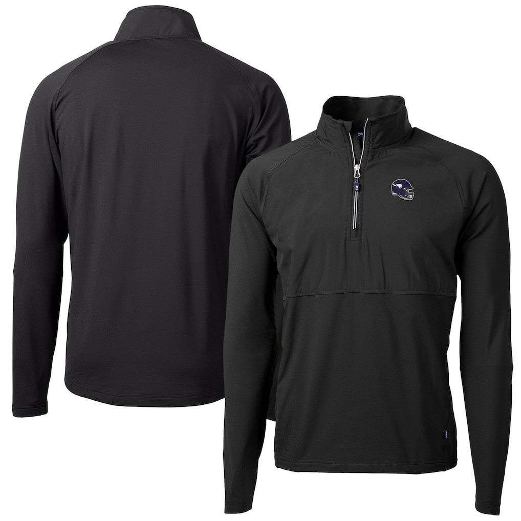 Minnesota Vikings Cutter & Buck Helmet Adapt Eco Knit Hybrid Recycled Quarter-Zip Pullover Top - Black on sale