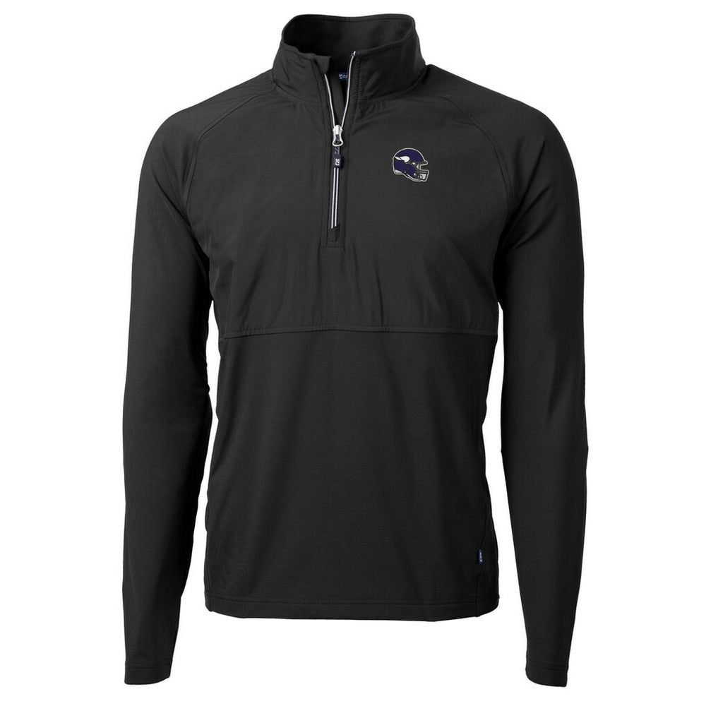 Minnesota Vikings Cutter & Buck Helmet Adapt Eco Knit Hybrid Recycled Quarter-Zip Pullover Top - Black on sale