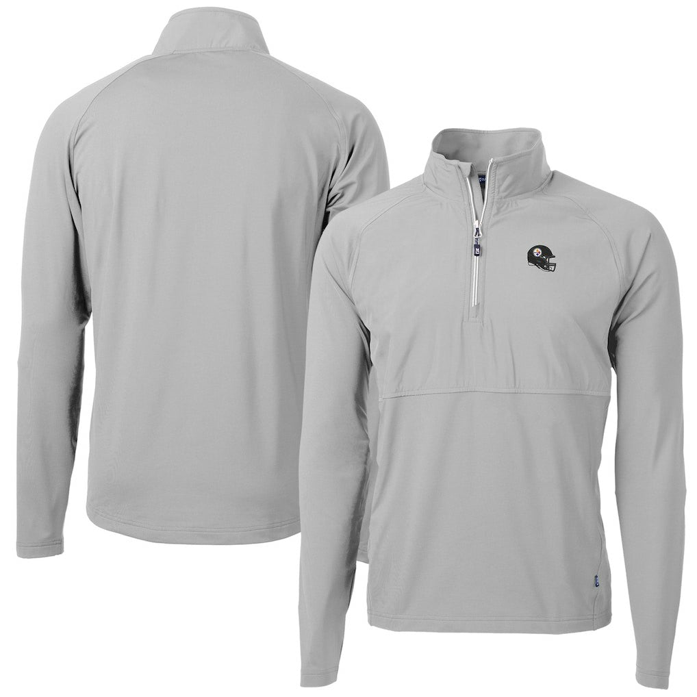 Pittsburgh Steelers Cutter & Buck Helmet Adapt Eco Knit Hybrid Recycled Quarter-Zip Pullover Top - Silver on sale