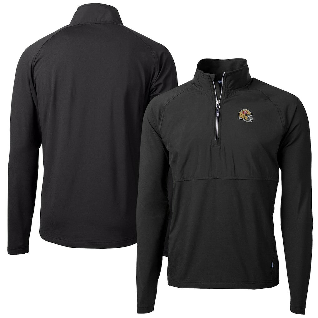 San Francisco 49ers Cutter & Buck Helmet Adapt Eco Knit Hybrid Recycled Quarter-Zip Pullover Top - Black online