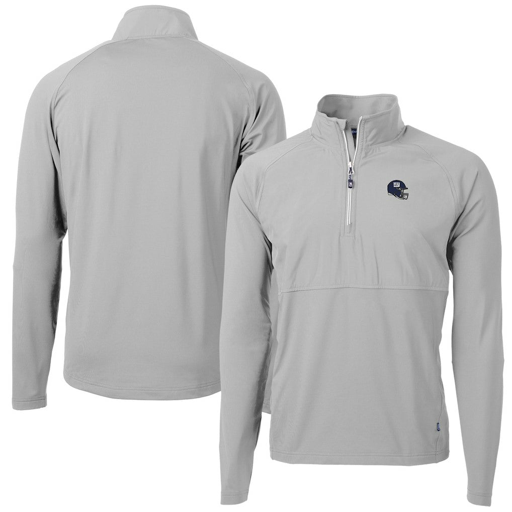 New York Giants Cutter & Buck Helmet Adapt Eco Knit Hybrid Recycled Quarter-Zip Pullover Top - Silver on sale
