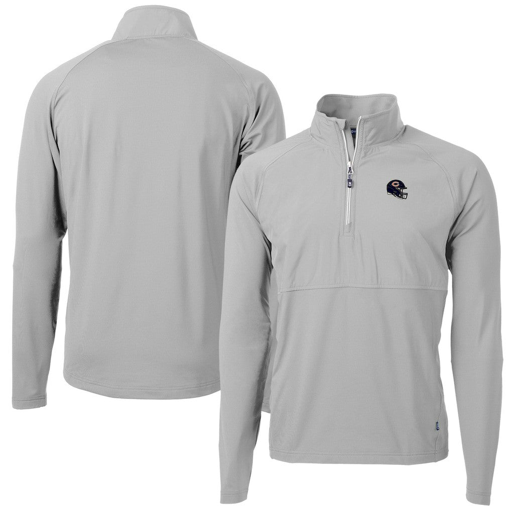 Chicago Bears Cutter & Buck Helmet Adapt Eco Knit Hybrid Recycled Quarter-Zip Pullover Top - Silver sale