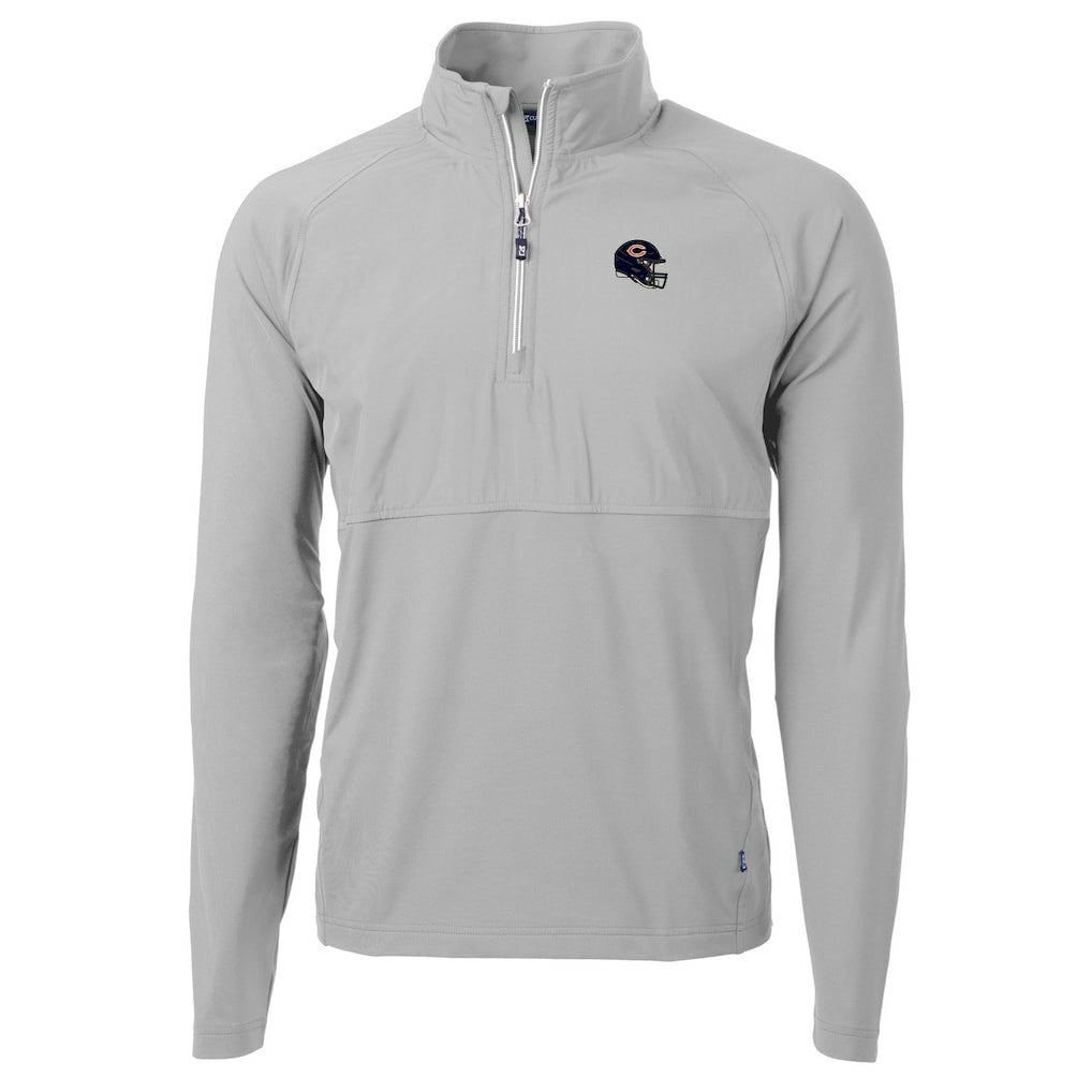 Chicago Bears Cutter & Buck Helmet Adapt Eco Knit Hybrid Recycled Quarter-Zip Pullover Top - Silver sale