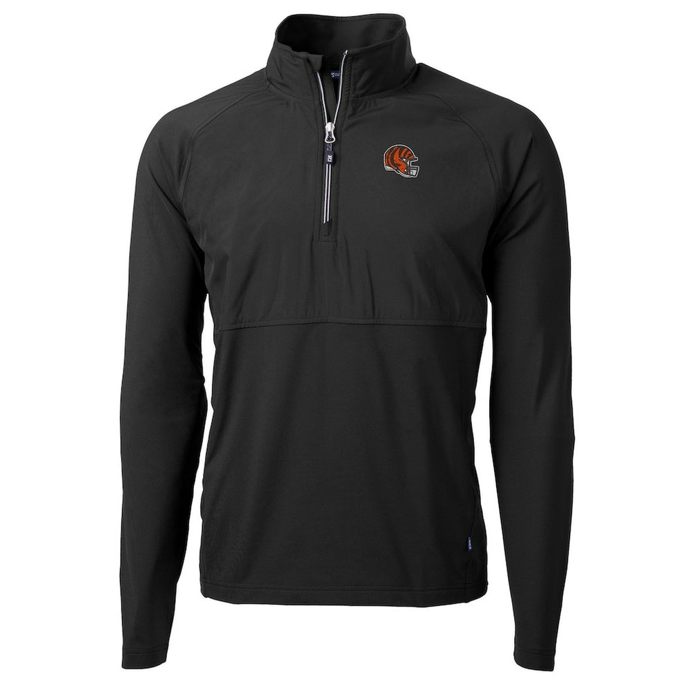 Cincinnati Bengals Cutter & Buck Helmet Adapt Eco Knit Hybrid Recycled Quarter-Zip Pullover Top - Black discount