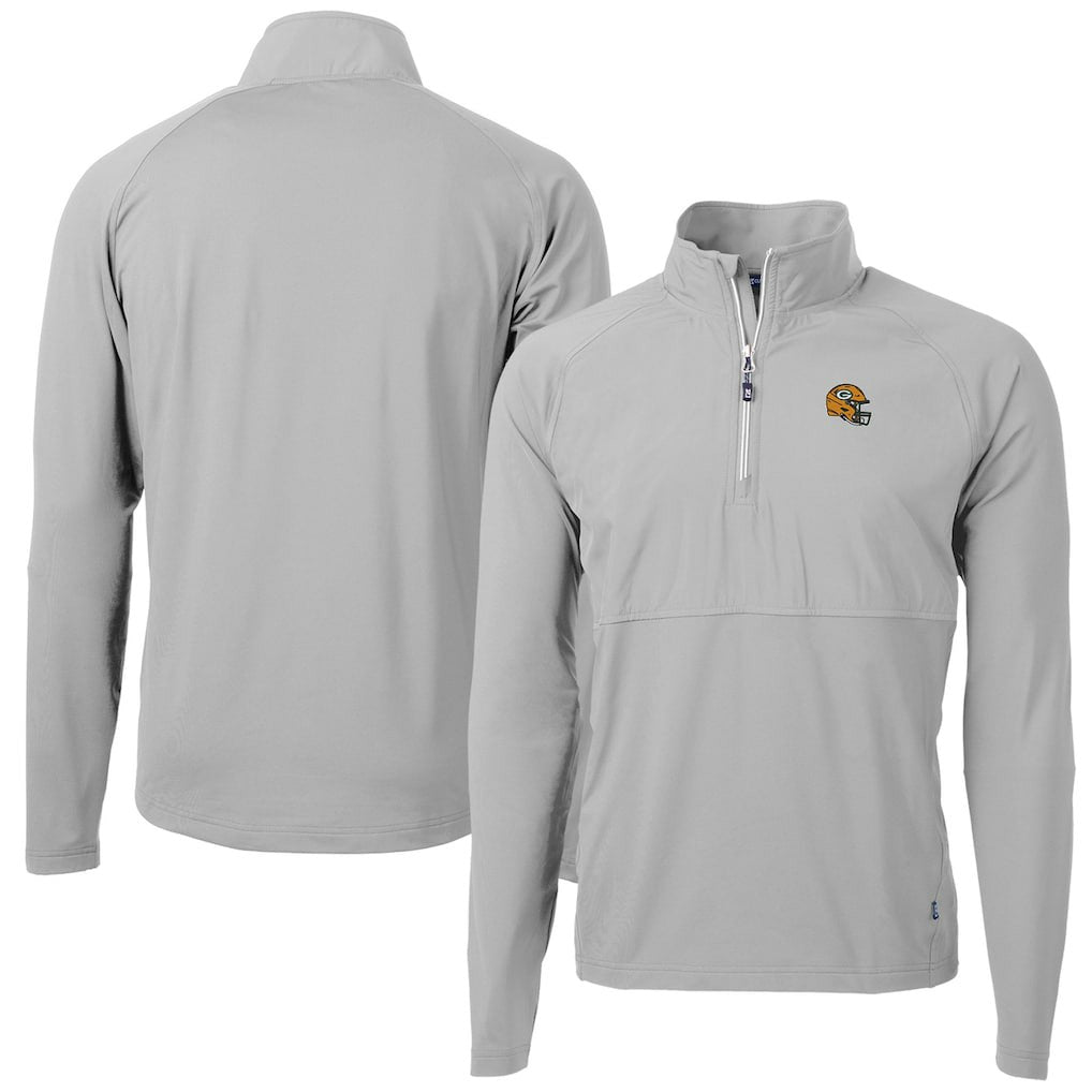 Green Bay Packers Cutter & Buck Helmet Adapt Eco Knit Hybrid Recycled Quarter-Zip Pullover Top - Silver online