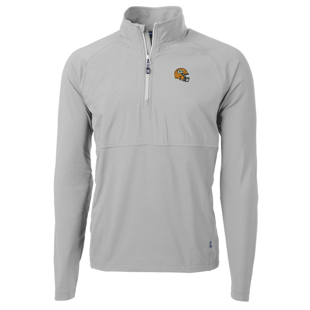 Green Bay Packers Cutter & Buck Helmet Adapt Eco Knit Hybrid Recycled Quarter-Zip Pullover Top - Silver online