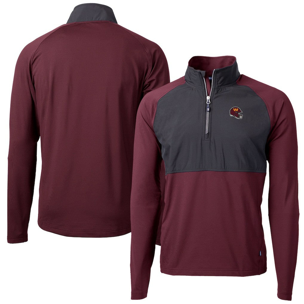 Washington Commanders Cutter & Buck Helmet Adapt Eco Knit Hybrid Recycled Quarter-Zip Pullover Top - Burgundy for sale