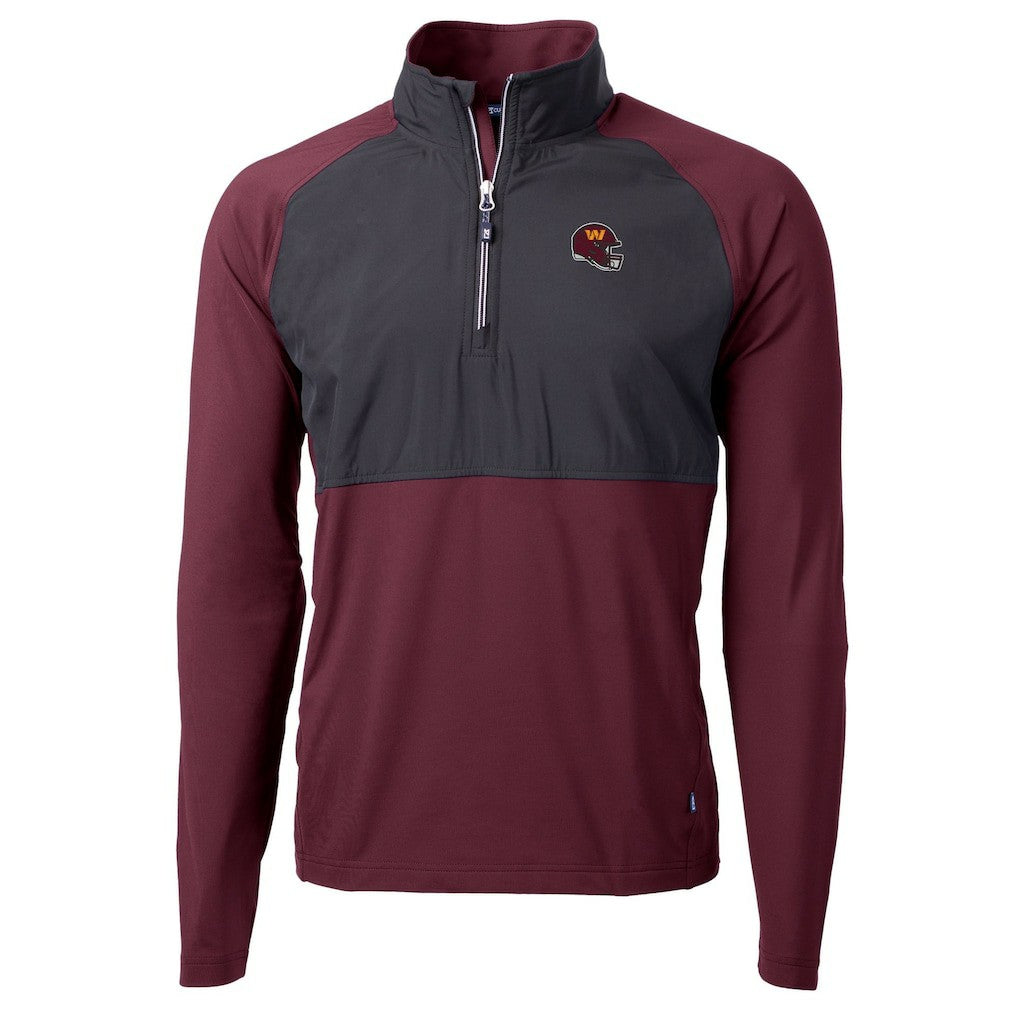 Washington Commanders Cutter & Buck Helmet Adapt Eco Knit Hybrid Recycled Quarter-Zip Pullover Top - Burgundy for sale
